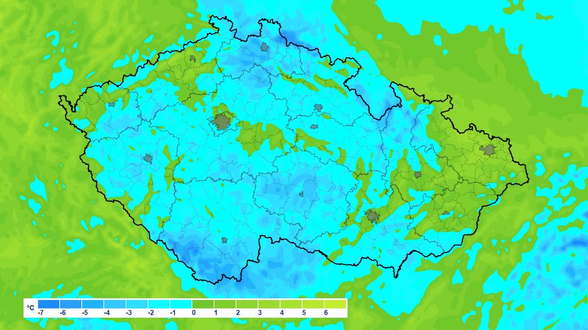 Na jihu Čech klesly teploty pod -10 °C